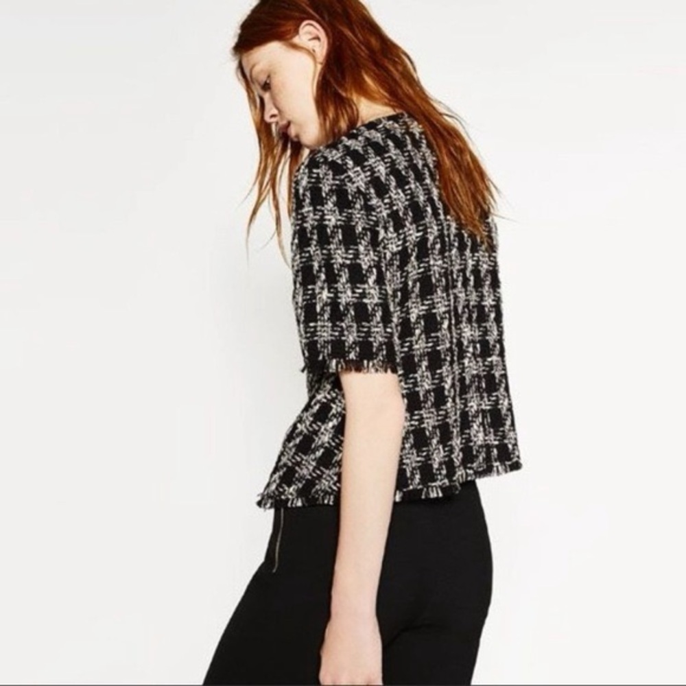 Zara Tweed Peplum Top, size medium